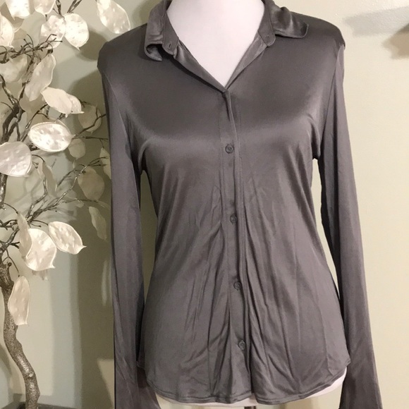 The Limited Tops - THE LIMITED SILVER BUTTON DOWN BLOUSE